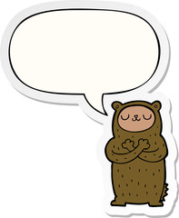 cartoon bear and speech bubble sticker