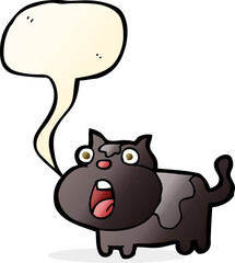 cartoon shocked cat with speech bubble