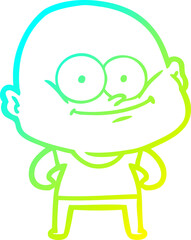 cold gradient line drawing cartoon bald man staring