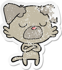 distressed sticker of a cartoon dog