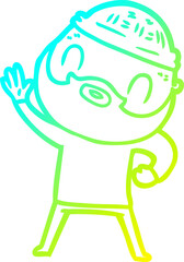 cold gradient line drawing cartoon bearded man