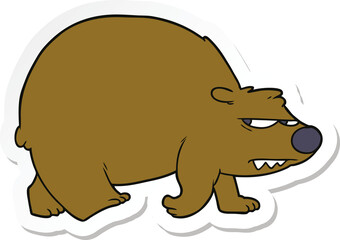 sticker of a cartoon angry bear