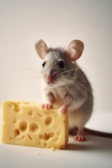 Cute Little Mouse with Parmesan Cheese. Generative ai