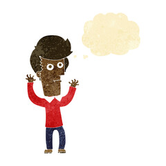 cartoon shocked man with thought bubble