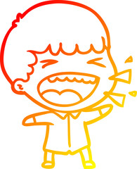warm gradient line drawing cartoon laughing man