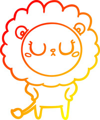 warm gradient line drawing cartoon lion