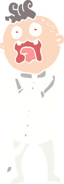 flat color illustration cartoon mad man