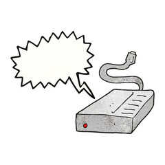 speech bubble textured cartoon hard drive