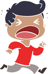 flat color style cartoon shouting man