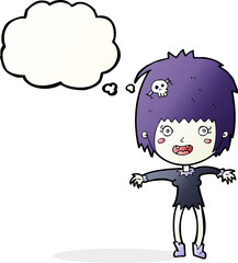 cartoon vampire girl with thought bubble