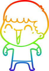 rainbow gradient line drawing cartoon happy man