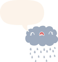 cute cartoon cloud and speech bubble in retro style