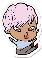 sticker of a cartoon woman