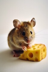 Cute Little Mouse with Parmesan Cheese. Generative ai