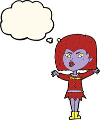 cartoon vampire girl with thought bubble