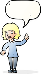 cartoon woman with idea with speech bubble