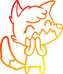 warm gradient line drawing happy cartoon fox