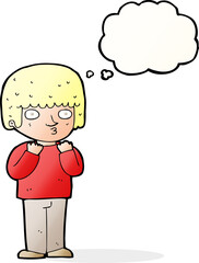 cartoon surprised man with thought bubble