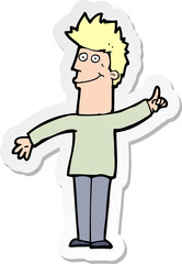 sticker of a cartoon man with idea