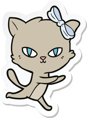 sticker of a cute cartoon cat running