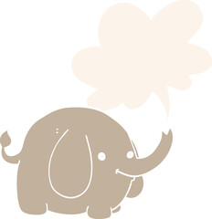 cartoon elephant and speech bubble in retro style