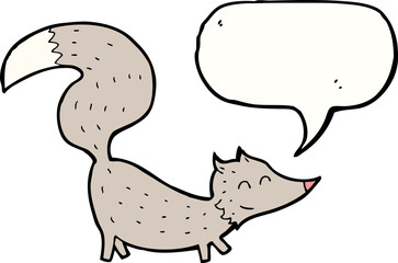 cartoon little wolf with speech bubble