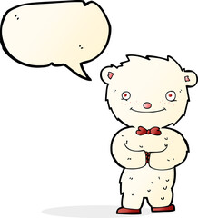 cartoon little polar bear with speech bubble