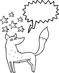 speech bubble cartoon wolf with stars