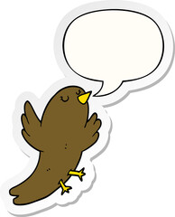cartoon bird and speech bubble sticker