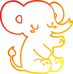 warm gradient line drawing cartoon elephant