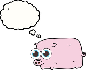 thought bubble cartoon piglet with big pretty eyes