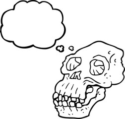 thought bubble cartoon ancient skull