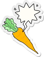 cartoon carrot and speech bubble sticker