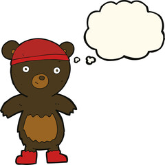 cartoon cute black bear with thought bubble