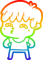 rainbow gradient line drawing cartoon curious man