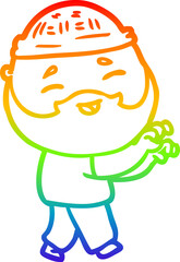rainbow gradient line drawing cartoon happy bearded man