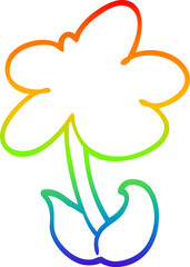 Fototapeta premium rainbow gradient line drawing cute cartoon flower