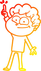warm gradient line drawing cartoon happy man