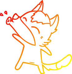 warm gradient line drawing howling wolf cartoon