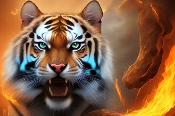 A majestic and mysterious creature, the Elemental Tiger has the ability to manipulate both fire and ice - generative ai