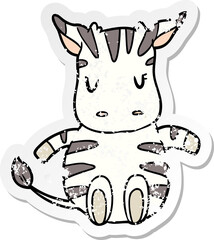 distressed sticker of a cartoon zebra