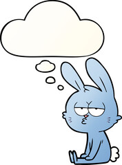 cute cartoon rabbit and thought bubble in smooth gradient style