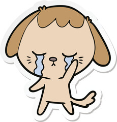 sticker of a cartoon dog crying