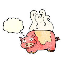cartoon pig with thought bubble