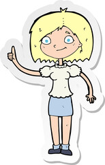 sticker of a cartoon woman with idea