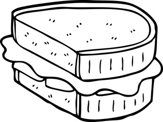 line drawing cartoon loaded sandwich