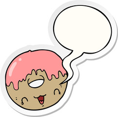 cute cartoon donut and speech bubble sticker