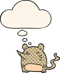 cartoon mouse and thought bubble in comic book style