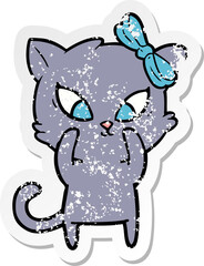 distressed sticker of a cartoon cat