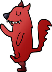 cartoon doodle fox walking